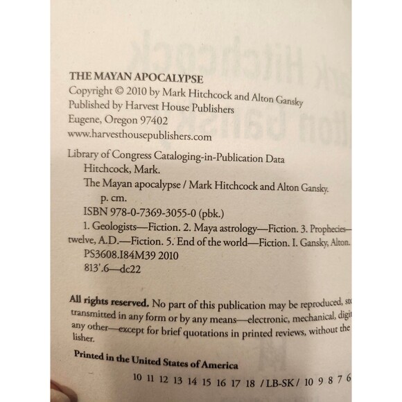 The Mayan Apocalypse Hitchcock Gansky 2010 Paperback Fiction Harvest House - Picture 6 of 16